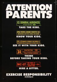 3p055 ATTENTION PARENTS 1sh '00 MPAA rating guide for adults, exercise responsibility!