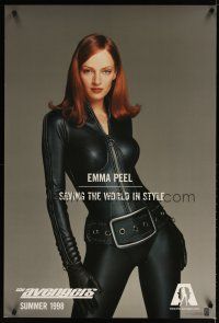 3p058 AVENGERS teaser 1sh '98 sexy Uma Thurman as Emma Peel, saving the world in style!
