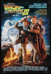 3p065 BACK TO THE FUTURE III DS 1sh '90 Michael J. Fox, Chris Lloyd, Drew Struzan art!