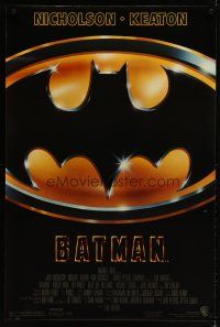 3p075 BATMAN 1sh '89 Michael Keaton, Jack Nicholson, directed by Tim Burton!