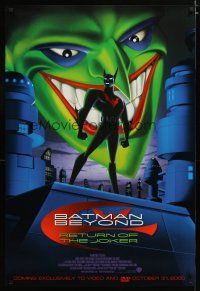 3p079 BATMAN BEYOND RETURN OF THE JOKER video 1sh '00 cool art of caped crusader & villain!