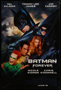 3p081 BATMAN FOREVER advance DS 1sh '95 Val Kilmer, Nicole Kidman, Tommy Lee Jones, Jim Carrey