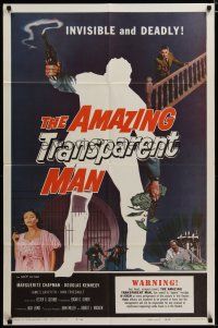 3r148 AMAZING TRANSPARENT MAN 1sh '59 Edgar Ulmer, cool fx art of the invisible & deadly convict!