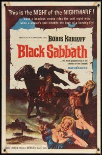 3r174 BLACK SABBATH 1sh '64 Boris Karloff, Mario Bava, horseman carrying his own severed head!