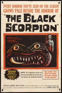 3r175 BLACK SCORPION 1sh '57 art of wacky creature looking more laughable than horrible!