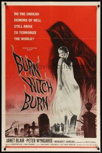 3r198 BURN WITCH BURN 1sh '62 undead demons of Hell arise to terrorize the world!