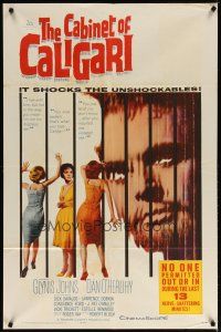 3r199 CABINET OF CALIGARI 1sh '62 written by Robert Bloch, it shocks the unshockables!