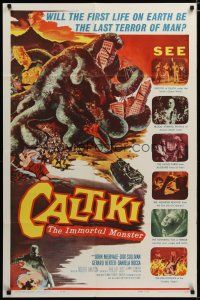 3r200 CALTIKI THE IMMORTAL MONSTER 1sh '60 Caltiki - il monstro immortale, cool art of creature!