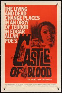 3r014 CASTLE OF BLOOD linen 1sh '64 Edgar Allan Poe, the living and dead in an orgy of terror!