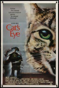 3r204 CAT'S EYE 1sh '85 Stephen King, Drew Barrymore, artwork of wacky little monster by J. Vack!
