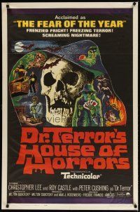 3r252 DR. TERROR'S HOUSE OF HORRORS 1sh '65 Christopher Lee, cool horror art!