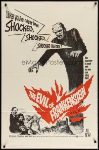 3r267 EVIL OF FRANKENSTEIN 1sh '64 Peter Cushing, Hammer, he's back and no one can stop him!
