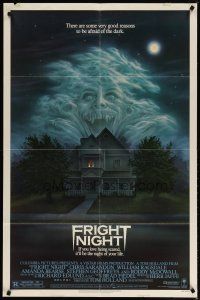 3r286 FRIGHT NIGHT 1sh '85 if you love being scared it'll be the night of your life!