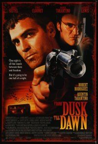 3r081 FROM DUSK TILL DAWN 1sh '95 close image of George Clooney & Quentin Tarantino, vampires!