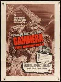 3r290 GAMMERA THE INVINCIBLE 1sh '66 great artwork of the rubbery monster destroying city!