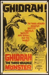3r293 GHIDRAH THE THREE HEADED MONSTER 1sh '65 Toho, he battles Godzilla, Mothra & Rodan!