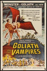 3r303 GOLIATH & THE VAMPIRES 1sh '64 Maciste Contro il Vampiro, cool fantasy art by Reynold Brown!