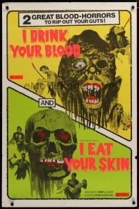3r319 I DRINK YOUR BLOOD/I EAT YOUR SKIN 1sh '71 two great blood-horrors that rip out your guts!
