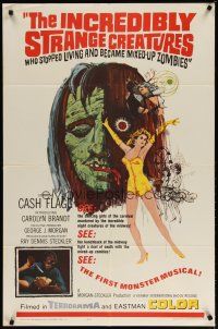 3r327 INCREDIBLY STRANGE CREATURES 1sh '64 they stopped living and became mixed-up zombies!