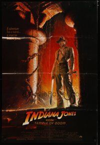 3r328 INDIANA JONES & THE TEMPLE OF DOOM 1sh '84 adventure is Ford's name, Bruce Wolfe art!