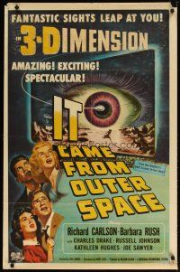 3r334 IT CAME FROM OUTER SPACE 1sh '53 Jack Arnold classic 3-D sci-fi, art by Joseph Smith!