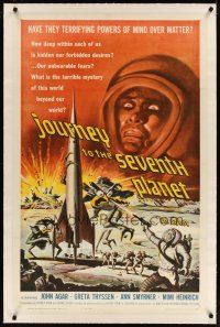 3r032 JOURNEY TO THE SEVENTH PLANET linen 1sh '61 they have terryfing powers of mind over matter!