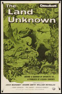 3r347 LAND UNKNOWN 1sh R64 a paradise of hidden terrors, great art of dinosaurs by Ken Sawyer!