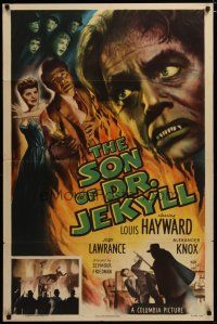 3r428 SON OF DR. JEKYLL 1sh '51 Louis Hayward, Jody Lawrance married a monster, great artwork!