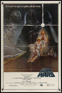 3r438 STAR WARS style A fourth printing 1sh '77 Lucas classic sci-fi epic, great art by Tom Jung!