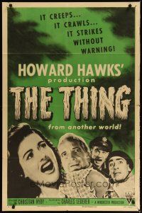 3r455 THING 1sh R54 Howard Hawks classic horror, it creeps & strikes without warning!