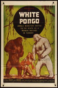 3r483 WHITE PONGO 1sh R51 art of sexy woman watching two giant apes battle to the death!