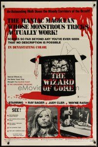 3r486 WIZARD OF GORE 1sh '70 Herschell G Lewis, maniac magician whose monstrous tricks really work