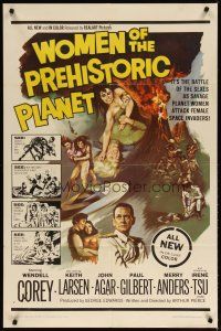 3r487 WOMEN OF THE PREHISTORIC PLANET 1sh '66 savage planet women attack female space invaders!