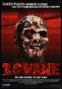3r137 ZOMBIE video poster R11 Lucio Fulci, cool art of zombie horde heading to New York City!