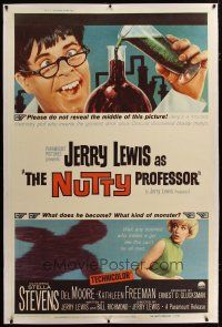 3s115 NUTTY PROFESSOR linen style Z 40x60 '63 wacky Jerry Lewis with pretty Stella Stevens!
