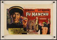 3s208 FACE OF FU MANCHU linen Belgian '65 cool different art of Asian villain Christopher Lee!