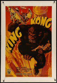 3s169 KING KONG linen commercial poster '86 classic art of giant ape from 1933 style B one-sheet!