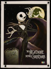 3s252 NIGHTMARE BEFORE CHRISTMAS linen Chilean commercial poster '93 Jack by ghost on the moon!