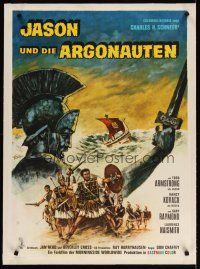 3s223 JASON & THE ARGONAUTS linen German '63 Ray Harryhausen, cool different art by Rolf Goetze!