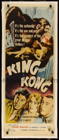 3s172 KING KONG linen insert R56 great full-color art of the giant ape carrying Fay Wray!