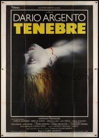 3s058 TENEBRE Italian 2p '82 Dario Argento giallo, creepy close up artwork of dead girl!