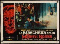 3s244 MASQUE OF THE RED DEATH linen Italian photobusta '64 art of Vincent Price + ritual scene!