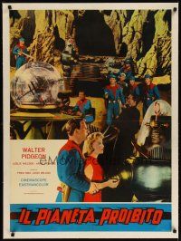 3s234 FORBIDDEN PLANET linen Italian 27x37 pbusta R64 Robby the Robot, Anne Francis, different image