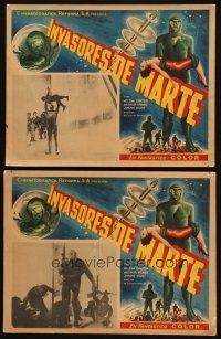 3s080 INVADERS FROM MARS 8 Mexican LCs R60s different images of green monsters from outer space!