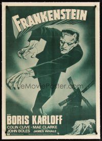 3s227 FRANKENSTEIN linen Spanish R70s great close up artwork of Boris Karloff as the monster!