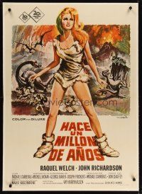 3s231 ONE MILLION YEARS B.C. linen Spanish '67 Mataix art of sexiest cavewoman Raquel Welch!