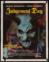 3s187 JUDGEMENT DAY linen special 17x22 '88 super close image of horned demon monster!