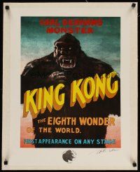 3s170 KING KONG signed linen commercial poster '90s by artist Jim M. Dallmeier, from the movie!