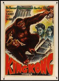 3s177 KING KONG linen Turkish R52 different art of Fay Wray, Bruce Cabot & the giant ape!
