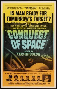3s264 CONQUEST OF SPACE Benton REPRO WC '90s George Pal, see how it will happen in your lifetime!